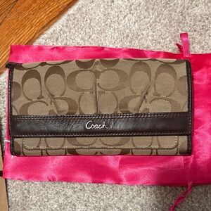 Coach Signature Brown and Tan Wallet